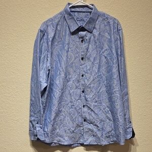 Tasso Elba Blue Paisley Dress Shirt - XL (17-17.5)